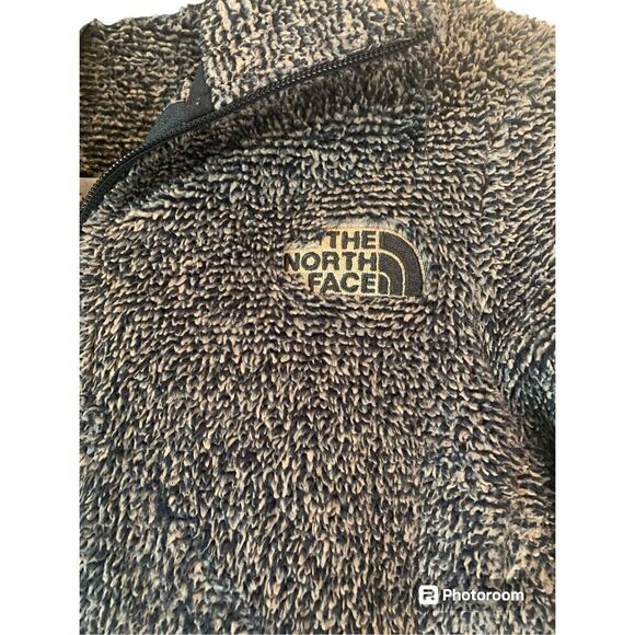 THE NORTH FACE Women’s S/P Fleece Jacket Gray Fuzzy Full Zip Pockets Logo - Picture 4 of 5